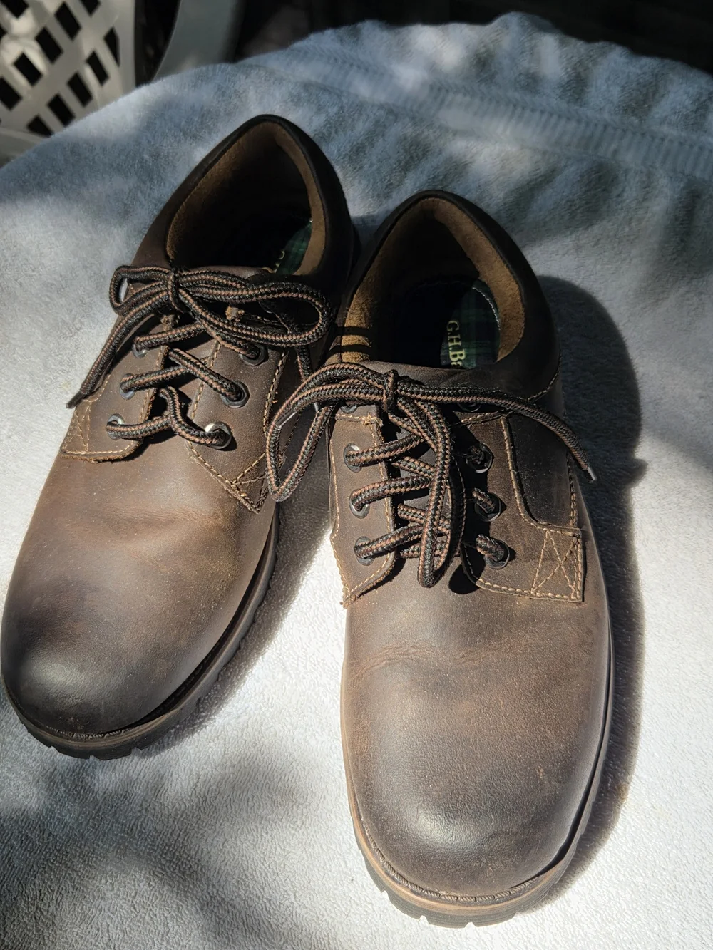 Mens G.H. Bass & Co. Dark Brown Leather Lace-Up Derbys Size 10